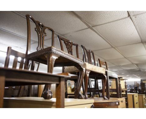 CHIPPENDALE PERIOD MAHOGANY SINGLE DINING CHAIR, AND TWO OTHERS, (3)
