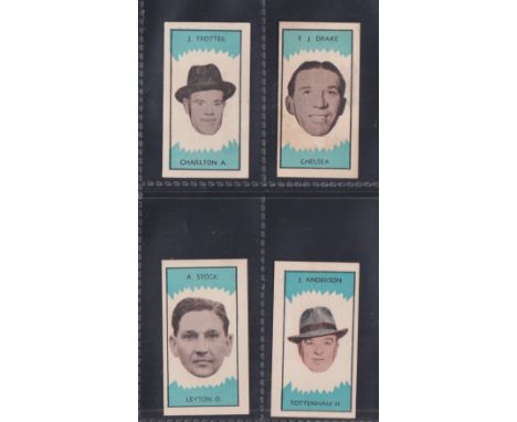 Trade cards, Clevedon Confectionery, Football Club Managers (Blue background), 4 cards, nos 2 Tottenham, 6 Charlton Athletic,