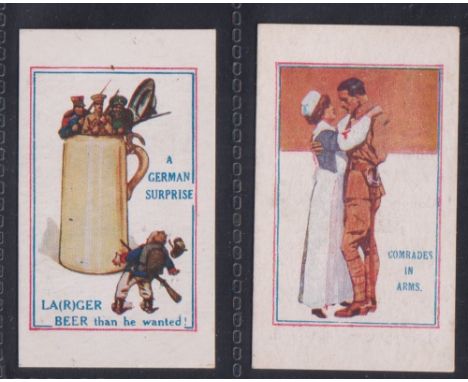 Trade cards, J.F. Mearbeck, Army Pictures, Cartoons etc, two type cards, A German Surprise & Comrades in Arms (gd) (2) 