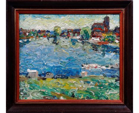 Aloyzas Smilingis, gen. Elis (1938 in Litauen geb., lebt und arbeitet in Vilnius)Impressionistischer Blick auf Wolgast vom Ta
