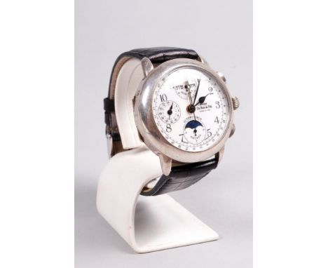 Herrenarmbanduhr, 925er Silber, Phillipe du Bois &amp;amp; Fils Vollkalender und Chronograph, Museums Edition, Automatik (woh