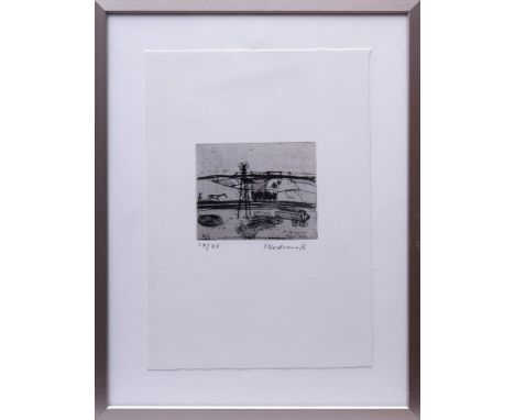 Horst Skodlerrak (1920 in Juknaičiai, Litauen - 2001 in Travemünde)Brodtener Felderlandschaft, 1962, Radierung, u.r. bleistif
