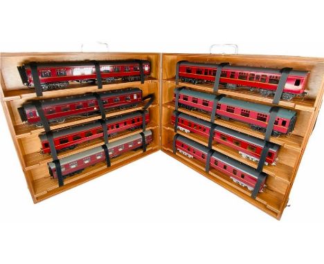 Custom Made Carry/Storage Wooden Case - Containing Assorted 'O' Gauge Fine Scale Rolling Stock - As Per Picture.