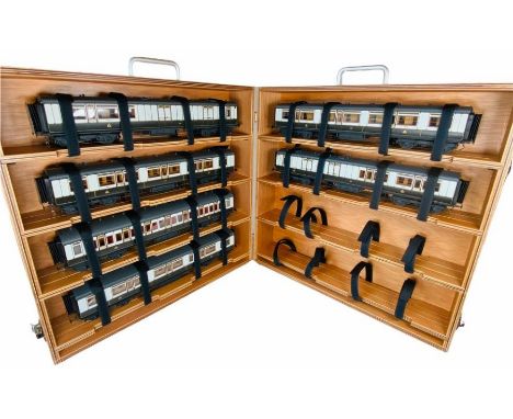 Custom Made Carry/Storage Wooden Case - Containing Assorted 'O' Gauge Fine Scale Rolling Stock - As Per Picture.