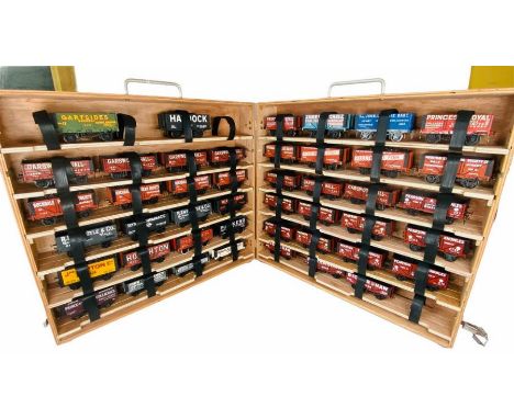 Custom Made Carry/Storage Wooden Case - Containing Assorted 'O' Gauge Fine Scale Rolling Stock - As Per Picture.