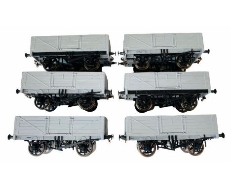 6x Dapol 'O' Gauge 7mm Undecorated Plain Grey Open Wagons - Unboxed