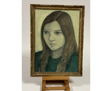 Property of the Late Countess Haig - Bryan Senior (British 1935-), Portrait of a girl with dirty blonde hair wearing a green 