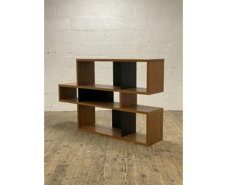 Habitat, a contemporary walnut veneered a-symmetrical open shelf. H10cm, W156cm D35cm.&nbsp;
