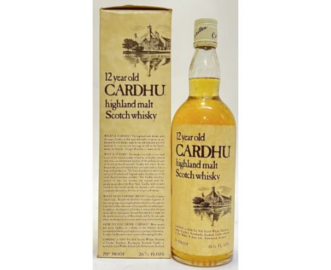A boxed 26 2/3 fl oz. bottle of Cardhu 12 Year Old Highland Malt Scotch Whisky