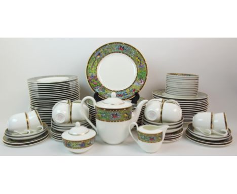 A VILLEROY AND BOCH VIE SAUVAGE PATTERN DINNER SERVICE comprising twelve 27cm diameter dinner plates, twenty-four 22cm diamet