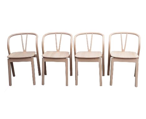 A SET OF FOUR LIGHT ERCOL BEECH FLOW CHAIRS 76cm high (4) Condition Report: Available upon request