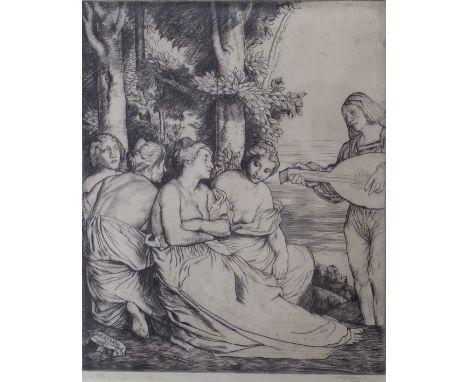 WILLIAM STRANG RA, RPE (SCOTTISH 1859-1921) MUSIC Etching, signed and inscribed "David Strang imp.", signed and dated 1910 (i