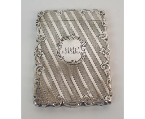 AN EARLY VICTORIAN SILVER CARD CASE by Edward Smith, Birmingham 1847, of rectangular form with engine turned decoration and s