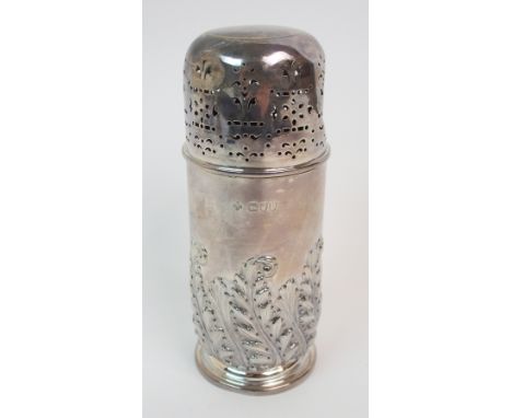A VICTORIAN SILVER SUGAR CASTOR by Henry Wilkinson &amp; Co. Limited, London 1895, of cylindrical form with screw-off pierced