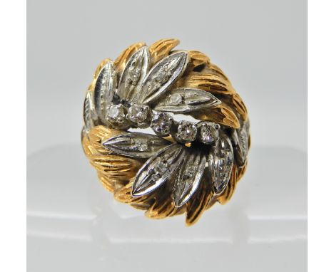 AN 18CT GOLD RETRO DIAMOND RING hallmarked with London import marks for 1966, finger size O1/2, weight 10.7gms Condition Repo