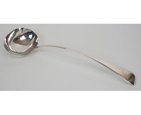 A SILVER SOUP LADLE by James Dixon &amp; Sons, Sheffield 1907, the terminal monogrammed J., 35cm long, 278gms Condition Repor