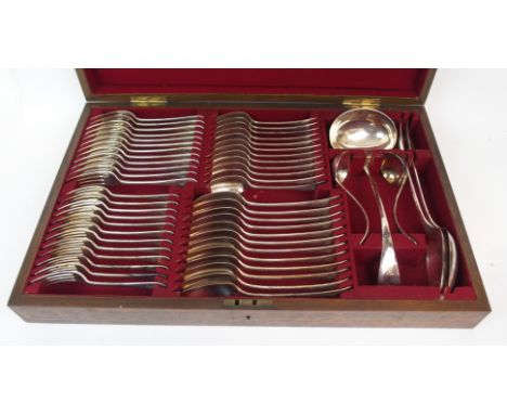 A SILVER PLATED CUTLERY SET by Liberty &amp; Co. comprising; twelve tablespoons, twelve dessert spoons, twelve dinner forks, 