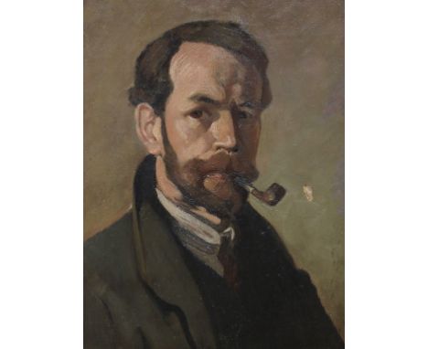 JOHN MCBIRNEY (IRISH 19TH/20TH CENTURY) SELF PORTRAIT WITH PIPE Oil on canvas, 43.5 X 33.5cm (17 x 13 1/4") Gilbert Telfer Co