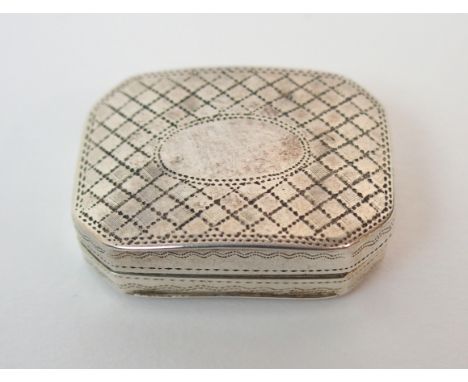 A GEORGE III SILVER VINAIGRETTE by Samuel Pemberton, Birmingham 1811, of rectangular shape with canted corners, engine turned