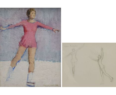 Frances Watt (Scottish 1923-2009): 'Movement', oil on board signed and dated 1984, titled on artist's address label verso 24c