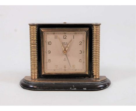 An early 20th century Oris travel alarm clock, having 15-jewel eight day movement, h.8cmCondition report: Not currently worki