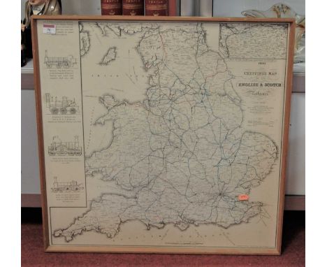 A Cheffins's map of The English and Scotch Railways, 5th edition, London published by Charles F. Cheffins, dated 1845, 64 x 6