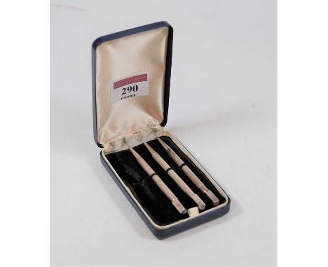 Three early 20th century sterling silver and engine turned bridge marking propelling pencils, cased (one missing)