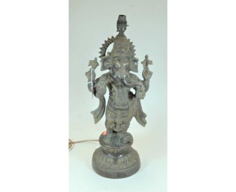 A large cast metal table lamp in the form of Ganesh, h.54cm (including fittings)