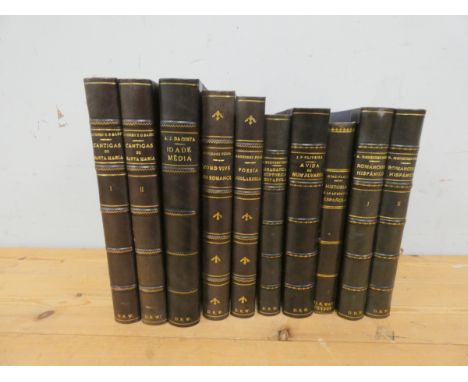 MENENDEZ PIDAL R.&nbsp;&nbsp;Romancero Hispanico. 2 vols. Quarto. Half dark calf. Madrid, 1953; also 8 other quarto vols., Sp