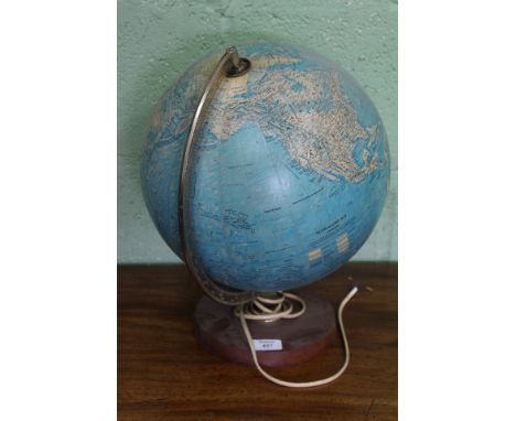 A SCAN-GLOBE OF COPENHAGEN terrestrial globe, dated 1969 on a wooden plinth, 28cm diameter