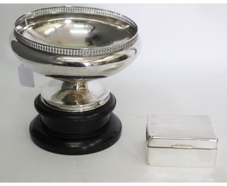 A WILLIAM RAWLINSON BIRMINGHAM SILVER BOX with engine turned decoration dated 1926 and a Walker & Hall of Sheffield, Birmingh