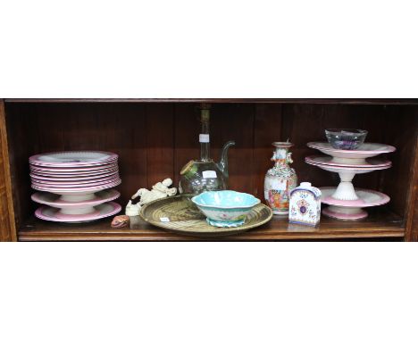 A SELECTION OF 19TH CENTURY CHINA  and studio pottery to include a Royal Worcester botanical transfer printed comport and pla