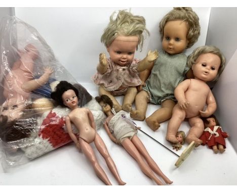 Pedigree Sindy doll with brunette hair-Mini hard head sindy Made in Hong Kong-Playworn-also with its are some old attic dolls