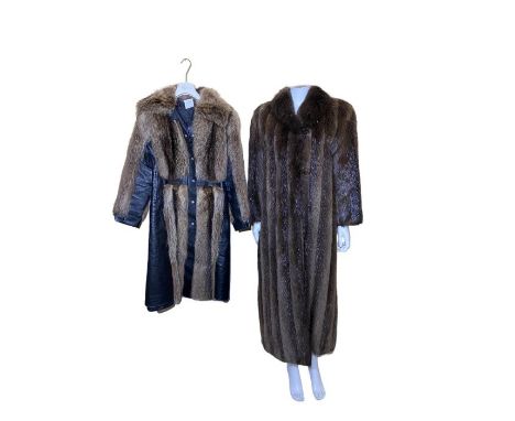 A vintage 1970s racoon fur and leather coat (size s) and a 1980s vintage stranded beaver coat with dust cover, from Louise Pe