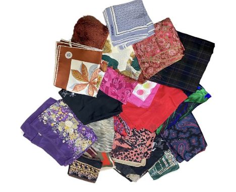 &nbsp;A box of quality scarves, shawls&nbsp; and squares to include a Mantero scarf (Italian silk), Jaegar silk scarves, cott