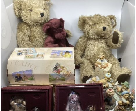 Very Large  2 Box collection of Cherished teddies ceramic Toy Teddy bear ornaments and large plush Teddy bears selection-Plea