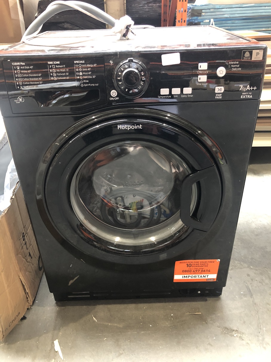 1 UNPACKAGED GRADE B UNTESTED HOTPOINT A++ 7KG WASHING MACHINE IN BLACK ...