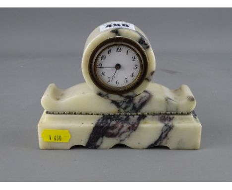 Small vintage purple veined marble mantel clock