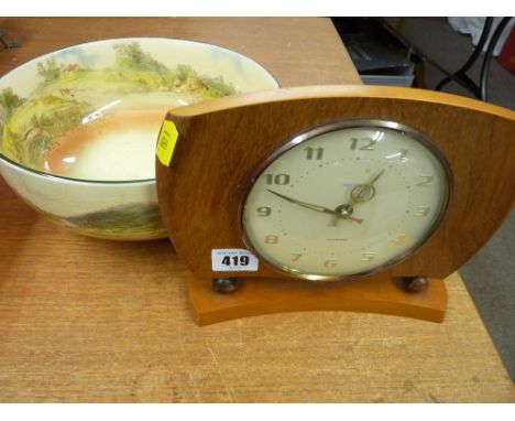 Vintage Smiths electronic mantel clock and a Royal Doulton series ware bowl