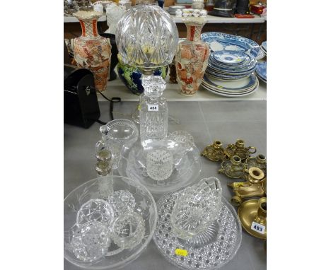 Mushroom type glass table lamp A/F, glass decanter and other quality glassware