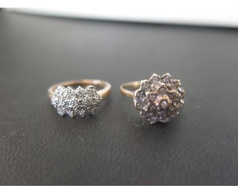 Two 9ct gold diamond cluster rings - Hallmarked London - Ring size O 1/2 - Total weight approx 4.8gms
Condition Report: Good 