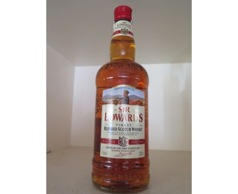 A bottle of 2 litre Sir Edwards Scotch Whiskey 40% by Vol - a soft blended Whisky, matured in oak
