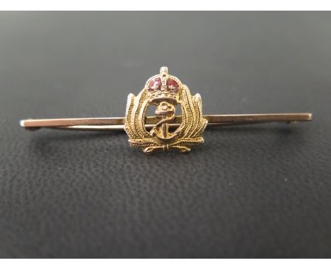 A sweetheart brooch - With anchor and enamel detail - Stamped 9ct - Width 5cms - Weight approx 3.1gms
Condition Report: Good 