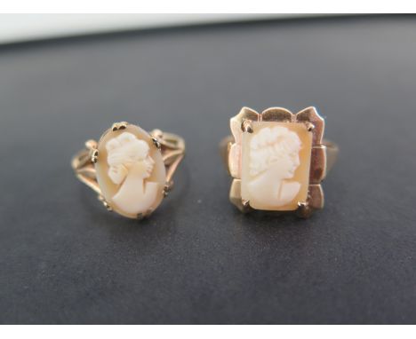 Two 9ct gold shell cameo rings - Hallmarked Birmingham - Ring size M 1/2 and N - Total weight approx 5.3gms
Condition Report: