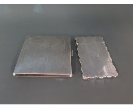 A George V silver card holder and cigarette case both with engine turned decoration - Total weight approx 4.8 troy oz - both 