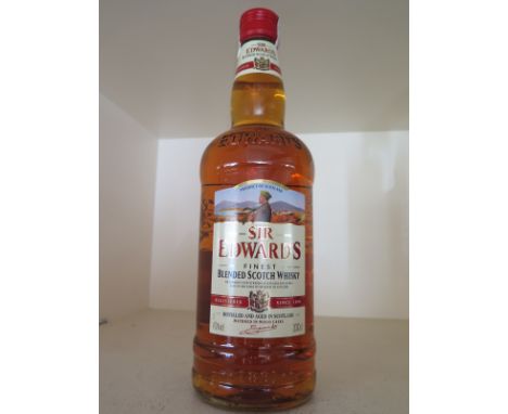 A bottle of 2 litre Sir Edwards Scotch Whiskey 40% by Vol - a soft blended Whisky, matured in oak