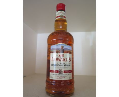 A bottle of 2 litre Sir Edwards Scotch Whiskey 40% by Vol - a soft blended Whisky, matured in oak