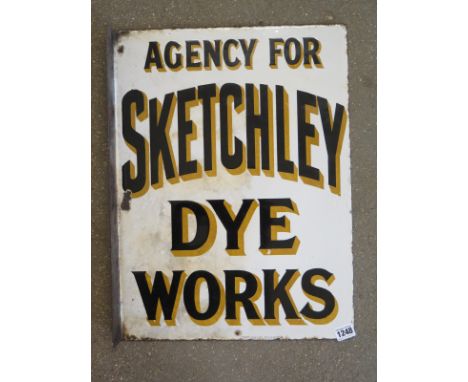 An Edwardian enamel sign -  Agency for Sketchley Dye Works - Height 51cm x 38cm