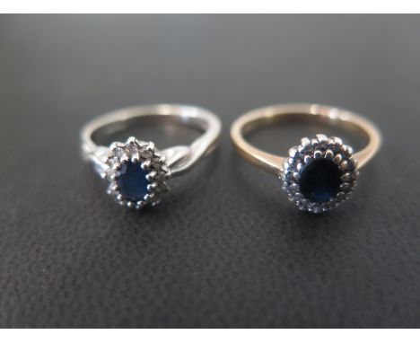 Two 9ct gold sapphire and diamond cluster rings - Hallmarked London - Ring sizes N and O - Weight approx 5.0gms
Condition Rep