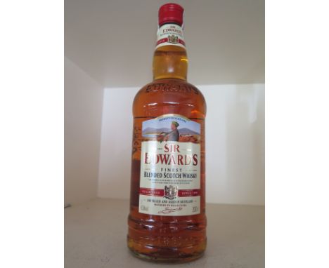 A bottle of 2 litre Sir Edwards Scotch Whiskey 40% by Vol - a soft blended Whisky, matured in oak